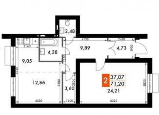 Продается 1-комнатная квартира, 71.2 м2, Московская область, жилой комплекс Жаворонки Клаб, к4