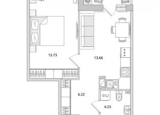 Продам 1-комнатную квартиру, 43.5 м2, Санкт-Петербург, Красногвардейский переулок, 23У, Красногвардейский переулок