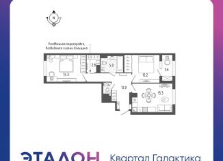 Продается двухкомнатная квартира, 64.6 м2, Санкт-Петербург, Измайловский бульвар, 9, ЖК Галактика