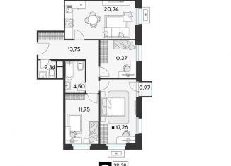 Продажа 3-комнатной квартиры, 81.7 м2, Реутов