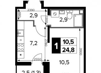 Квартира на продажу студия, 24.8 м2, Москва, станция Водники