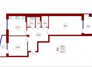 Продается 2-ком. квартира, 82.3 м2, Воронеж, улица Козо-Полянского, 5, ЖК Спутник