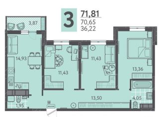 Продается 3-комнатная квартира, 71.8 м2, Краснодарский край