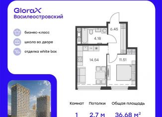 Продается 1-комнатная квартира, 36.7 м2, Санкт-Петербург, метро Зенит