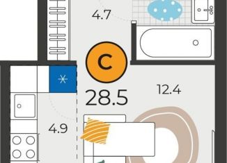 Продаю квартиру студию, 28.5 м2, Тюмень, Восточный округ