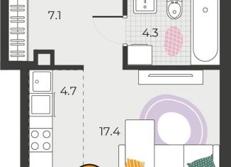 Квартира на продажу студия, 33.5 м2, Тюмень, Восточный округ