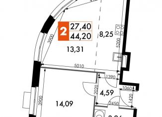 Продается 2-комнатная квартира, 44.2 м2, Москва