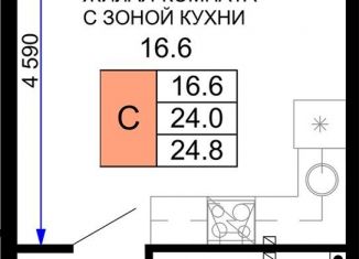 Продажа квартиры студии, 24.8 м2, Краснодар, ЖК Дыхание