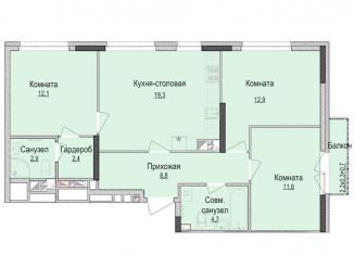 Продается трехкомнатная квартира, 74.8 м2, Ижевск, жилой район Культбаза