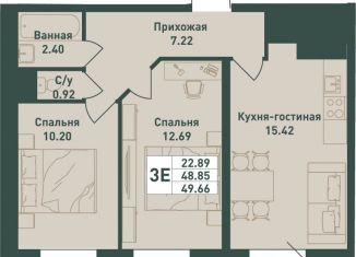 Продается 3-ком. квартира, 49.7 м2, городской посёлок имени Свердлова