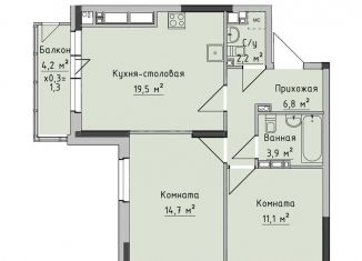 Продажа 2-ком. квартиры, 58.3 м2, Ижевск, ЖК Холмогоровский