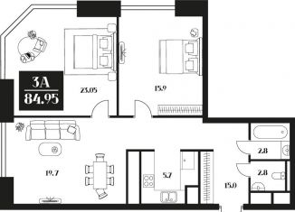 Продам трехкомнатную квартиру, 85 м2, Москва, улица Серпуховский Вал, 1, улица Серпуховский Вал