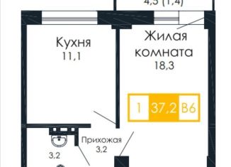 Однокомнатная квартира на продажу, 37.2 м2, Красноярск, Кировский район