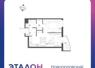 Продажа 1-ком. квартиры, 42.9 м2, Санкт-Петербург, ЖК Новоорловский