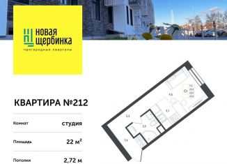 Продается квартира студия, 22 м2, деревня Борисовка, жилой квартал Новая Щербинка, 20