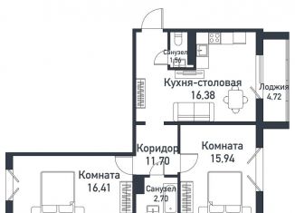2-ком. квартира на продажу, 64.9 м2, Челябинская область, Ласковая улица, 15