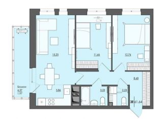 Продажа 3-комнатной квартиры, 61.6 м2, Пермь, ЖК Ясно Дом на Есенина 9А, улица Сергея Есенина, 9А