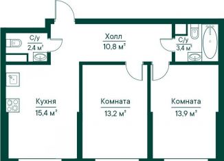 Продажа 2-комнатной квартиры, 59.1 м2, Самара, метро Российская