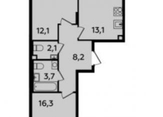 Продам 2-комнатную квартиру, 55.5 м2, поселение Сосенское, бульвар Веласкеса, 7к2, ЖК Испанские кварталы