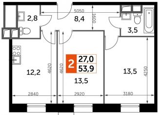 Продам 2-комнатную квартиру, 53.9 м2, Москва, Волоколамское шоссе, вл71/22, ЖК Движение Тушино