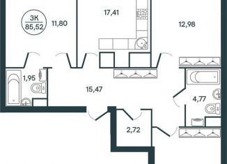 3-ком. квартира на продажу, 85.5 м2, Тверь, ЖК Иллидиум-2