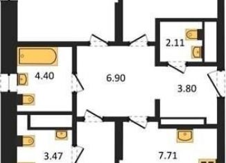 Продаю трехкомнатную квартиру, 89.6 м2, Новосибирск, Красный проспект, 167/3, ЖК Расцветай на Красном