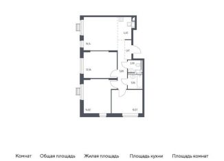 3-комнатная квартира на продажу, 70.4 м2, Московская область, жилой комплекс Прибрежный Парк, к6.2
