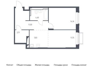 Продам 1-комнатную квартиру, 53.1 м2, Московская область