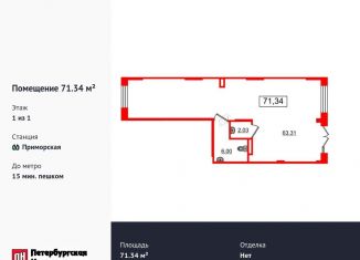 Продажа помещения свободного назначения, 71.34 м2, Санкт-Петербург, муниципальный округ Остров Декабристов