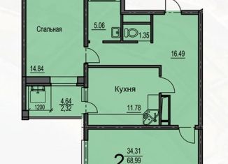 Продам 2-комнатную квартиру, 71.3 м2, Воронеж, улица Суворова, 122В, ЖК Берег