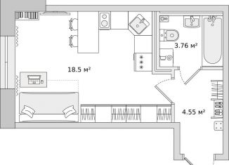 Продам квартиру студию, 26.3 м2, Санкт-Петербург, ЖК Приневский, Русановская улица, 18к8