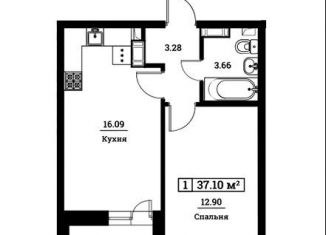 Продаю однокомнатную квартиру, 37.1 м2, Мурино, Екатерининская улица, 17, ЖК Урбанист