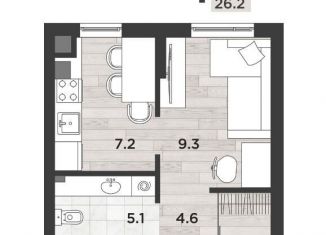 Квартира на продажу студия, 26.2 м2, Калининград