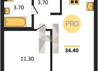 Однокомнатная квартира на продажу, 34.4 м2, Екатеринбург, ЖК Астон Событие, улица Амундсена, 5