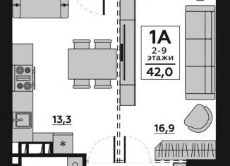 Однокомнатная квартира на продажу, 43.7 м2, Волгоград, Бакинская улица, 6, Центральный район