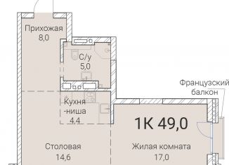 Продаю однокомнатную квартиру, 49 м2, Новосибирская область, Овражная улица, 2А