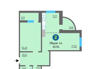 Продается 2-комнатная квартира, 66 м2, Калуга, Минская улица, 13