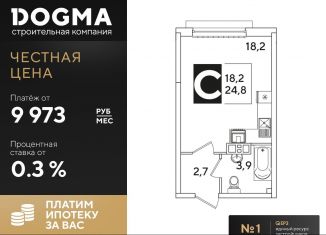Квартира на продажу студия, 24.8 м2, Краснодар, ЖК Самолёт-3