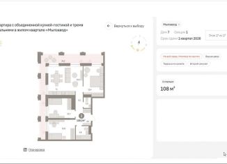 Продается трехкомнатная квартира, 108.1 м2, Новосибирск, Центральный район