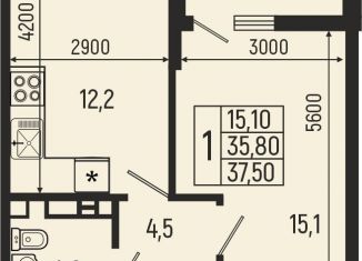 Продажа 1-комнатной квартиры, 37.5 м2, Майкоп