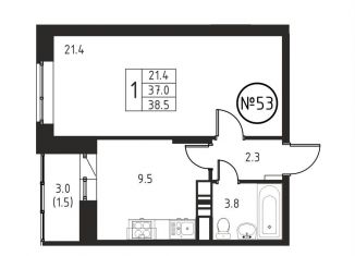 Продам 1-ком. квартиру, 38.5 м2, Домодедово