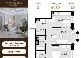 Двухкомнатная квартира на продажу, 61.9 м2, Москва, СЗАО