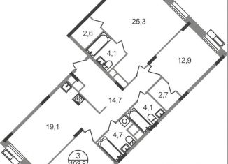 Продам трехкомнатную квартиру, 103.8 м2, Московская область