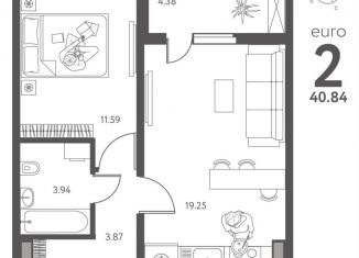 Продается однокомнатная квартира, 40.8 м2, Липецкая область