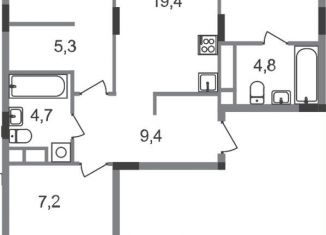 Продажа трехкомнатной квартиры, 90.3 м2, Московская область