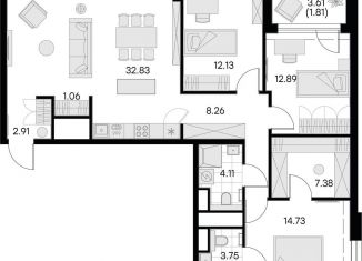 Продам 3-комнатную квартиру, 101.9 м2, Санкт-Петербург, муниципальный округ Морской