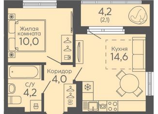 Продается 1-комнатная квартира, 34.9 м2, Свердловская область, жилой комплекс Новокольцовский, 6