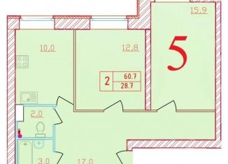 Продам 2-комнатную квартиру, 60.7 м2, Ленинградская область, Северная улица, 20