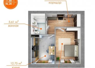 Продам однокомнатную квартиру, 46.3 м2, Сергиев Посад