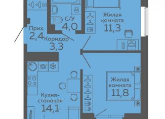Продажа двухкомнатной квартиры, 48.8 м2, Екатеринбург, Октябрьский район
